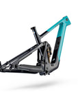 Rear angle view of the turquoise colorway frame