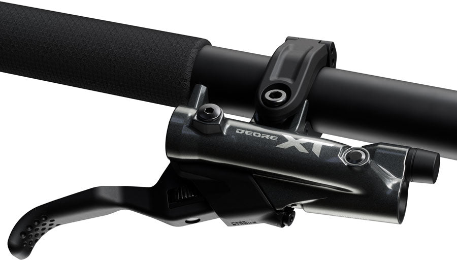 Freno de disco Shimano Deore XT BR-M8220 BL-M8200 Maneta (derecha/trasera) Montaje en poste Pinza de 4 pistones SM-BH90-SBM Aleta de manguera Pastillas de metal NEGRO