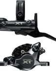 Maneta de freno de disco Shimano Deore XT M8200 (izquierda/delantera), montaje en poste, pinza de 2 pistones, SM-BH90-SBM, aleta de manguera, pastillas de metal, color negro
