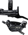 Freno de disco Shimano Deore XT BR-M8220 BL-M8200 Maneta (izquierda/delantera) Montaje en poste Pinza de 4 pistones SM-BH90-SBM Aleta de manguera Pastillas metálicas NEGRO
