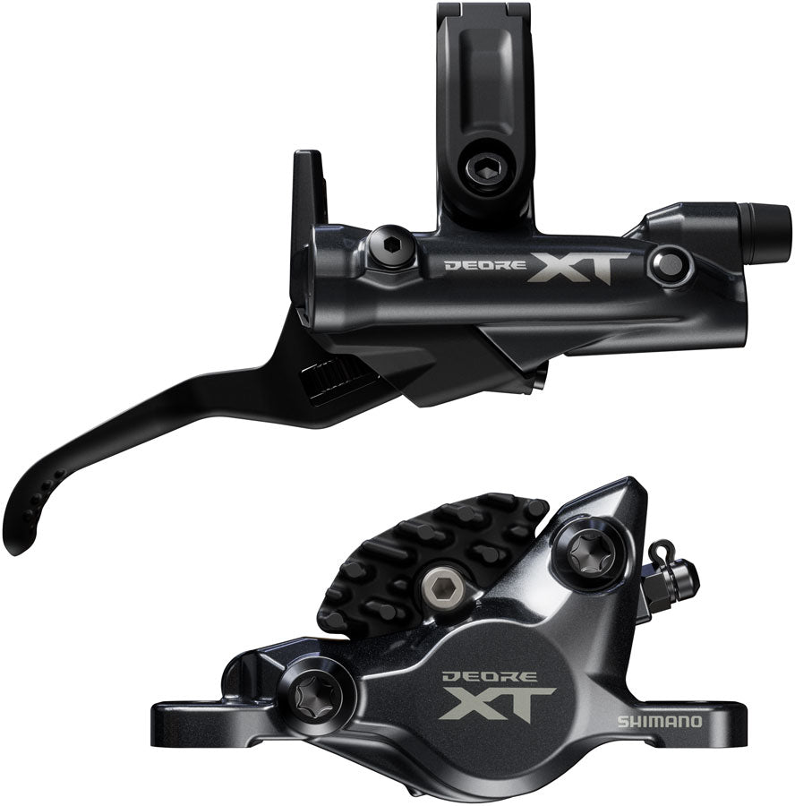 Maneta de freno de disco Shimano Deore XT M8200 (derecha/trasera), montaje en poste, pinza de 2 pistones, SM-BH90-SBM, aleta de manguera, pastillas de metal, color negro