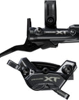 Freno de disco Shimano Deore XT BR-M8220 BL-M8200 Maneta (derecha/trasera) Montaje en poste Pinza de 4 pistones SM-BH90-SBM Aleta de manguera Pastillas de metal NEGRO