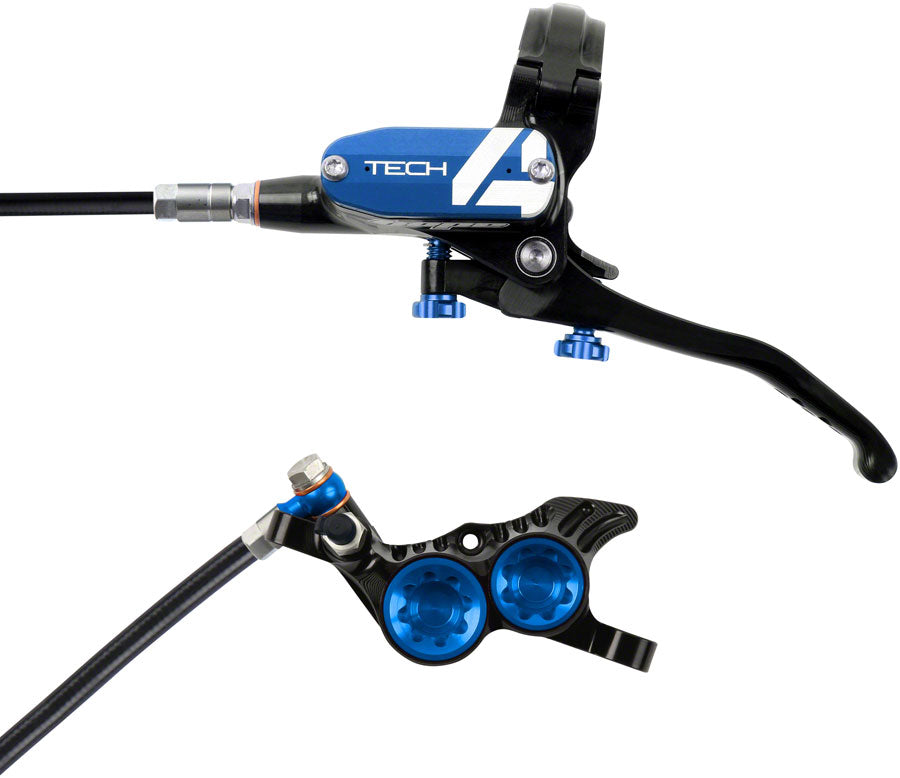 Juego de freno de disco y maneta Hope Tech 4 V4 - Trasero hidráulico, montaje en poste, azul