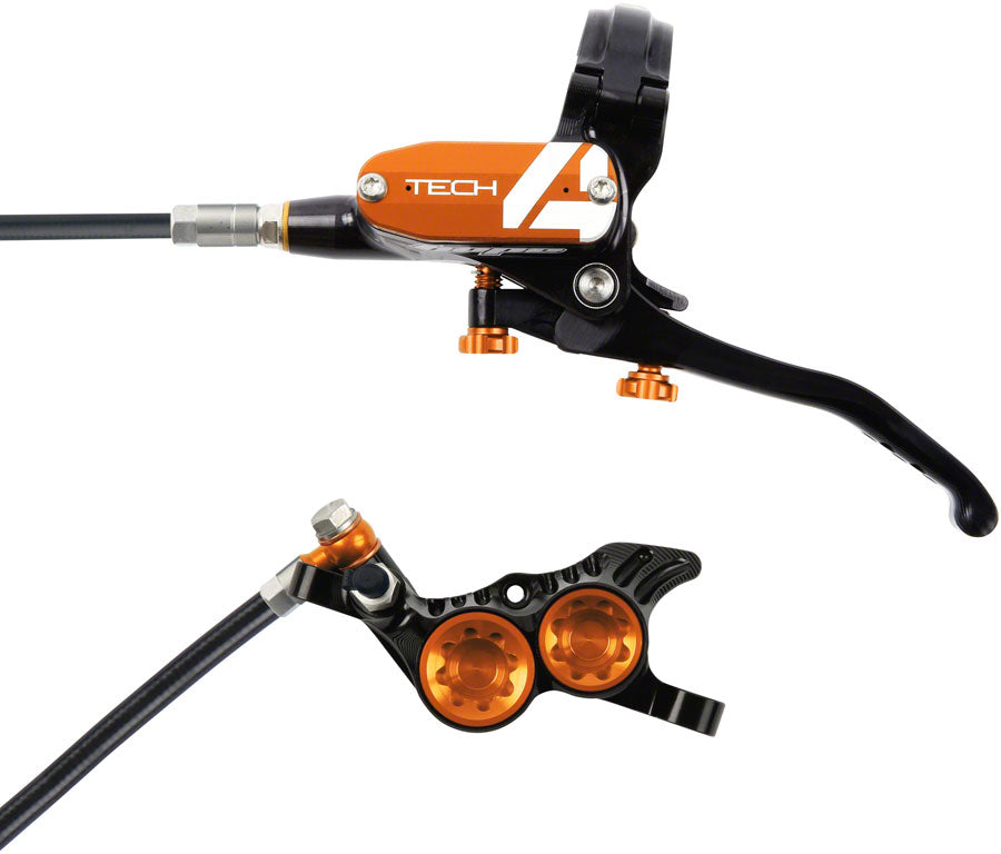 Juego de freno de disco y maneta Hope Tech 4 V4 - Trasero Hidráulico Post Mount Naranja