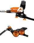 Juego de freno de disco y maneta Hope Tech 4 V4 - Trasero Hidráulico Post Mount Naranja