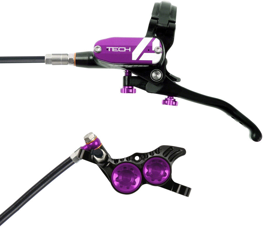 Juego de freno de disco y maneta Hope Tech 4 V4 - Trasero Hidráulico Post Mount Morado