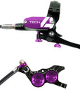 Juego de freno de disco y maneta Hope Tech 4 V4 - Trasero Hidráulico Post Mount Morado