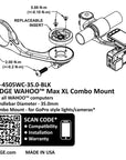 Soporte combinado K-EDGE Wahoo MAX XL - 35,0 mm anodizado negro
