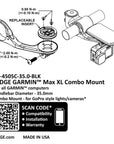 Soporte combinado K-EDGE Garmin MAX XL - 35 mm anodizado negro