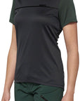 100% Ridecamp Jersey - Charcoal/Green Short Sleeve Womens Large