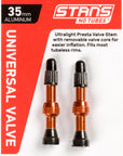 Stans Alloy Valve Stems - 35mm Pair Orange