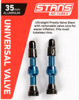 Stans Alloy Valve Stems - 35mm Pair Blue