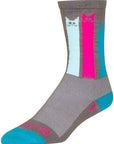 Calcetines SockGuy Crew Felines - 15 cm, gris/rosa/verde azulado, talla pequeña/mediana