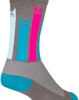 Calcetines SockGuy Crew Felines - 15 cm, gris/rosa/verde azulado, talla pequeña/mediana
