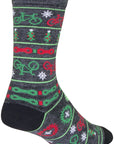 Calcetines de lana SockGuy Ride Merry Crew - 15 cm, gris/rojo/verde, talla L/XL