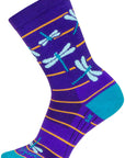SockGuy Dragonflies Crew Socks - 6" Purple/Blue/Orange Large/X-Large