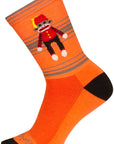 SockGuy Funky Monkey Crew Socks - 6" Orange/Red/Brown Small/Medium