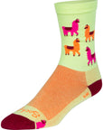 Calcetines deportivos SockGuy Mo Llamas - 15 cm, verde, rosa y naranja, talla pequeña/mediana