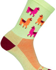 Calcetines deportivos SockGuy Mo Llamas - 15 cm, verde, rosa y naranja, talla pequeña/mediana