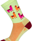 Calcetines deportivos SockGuy Mo Llamas - 15 cm, verde, rosa y naranja, talla pequeña/mediana