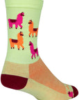 Calcetines deportivos SockGuy Mo Llamas - 15 cm, verde, rosa y naranja, talla pequeña/mediana