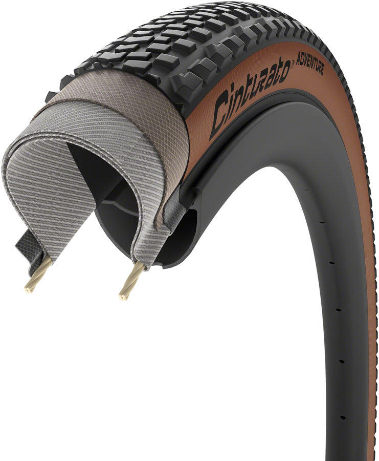 Pirelli Cinturato Adventure Tire - 700 x 35 Tubeless Folding Classic Tan TechWALL+ Pro Gravel