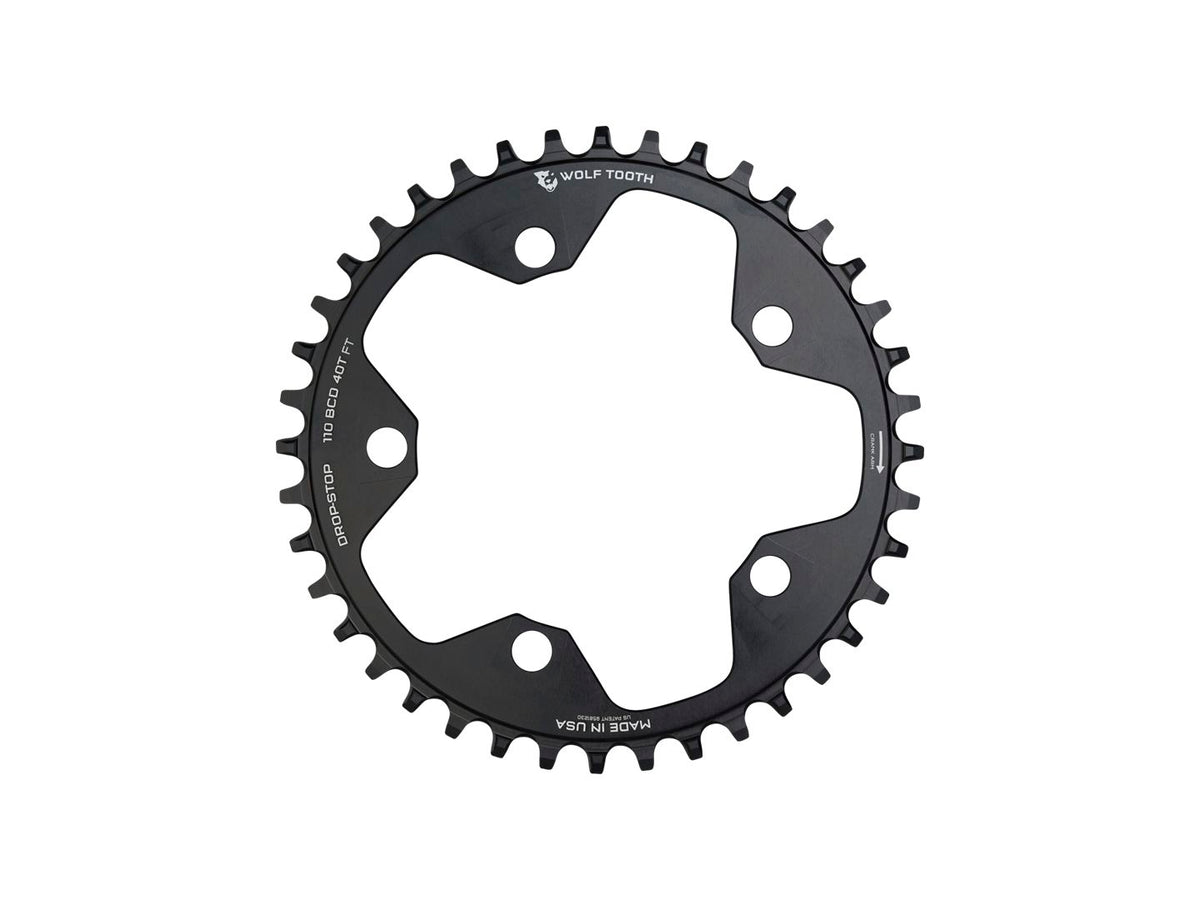 □ WOLF TOOTH DROP-STOPB PCD 110 44T Wolf Tooth 110 BCD Cyclocross Road Chainring - 44t 110 BCD 5-Bolt