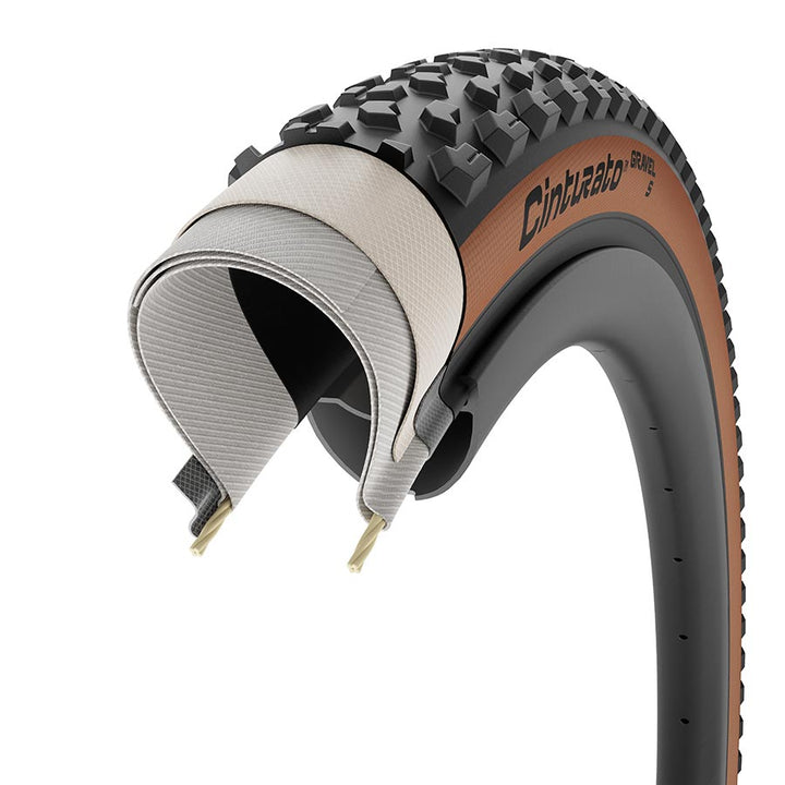 Neumático Pirelli Cinturato Gravel S - 700 x 40 Tubeless Plegable Clásico Color Tan