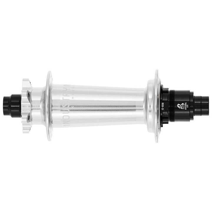 Buje trasero Industry Nine Hydra Classic Boost 6B Disc de 28 agujeros y 12 mm TA de 148 mm Shimano Micro Spline plateado