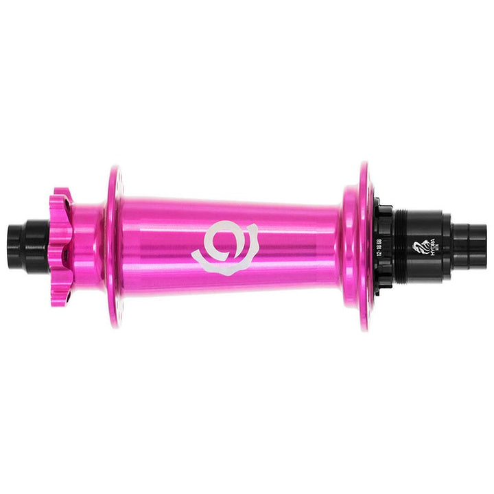 Buje trasero Industry Nine Hydra Classic Boost 6B Disc de 28 agujeros y 12 mm TA de 148 mm Shimano Micro Spline, color rosa