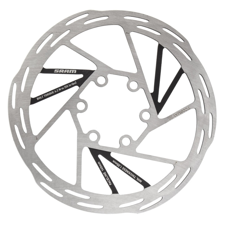 Disco de freno SRAM Paceline - 140 mm, 6 tornillos, plateado/negro