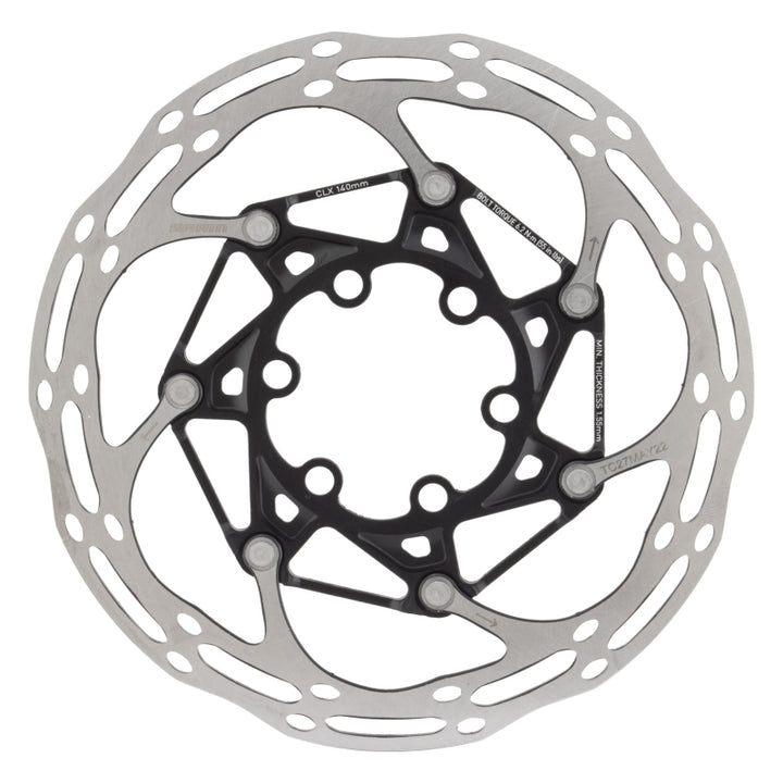 SRAM Centerline X Disc Brake Rotor - 140mm 6-Bolt Steel Bolts Silver/Black