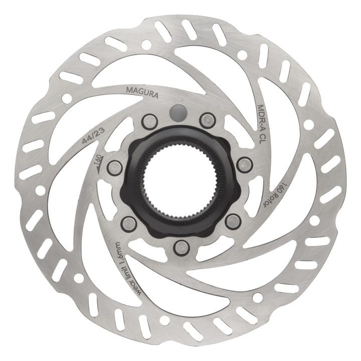 Rotor de freno de disco Magura MDR-A CL - 160 mm, bloqueo central, muesca externa, anillo de bloqueo, compatible solo con frenos MT A2