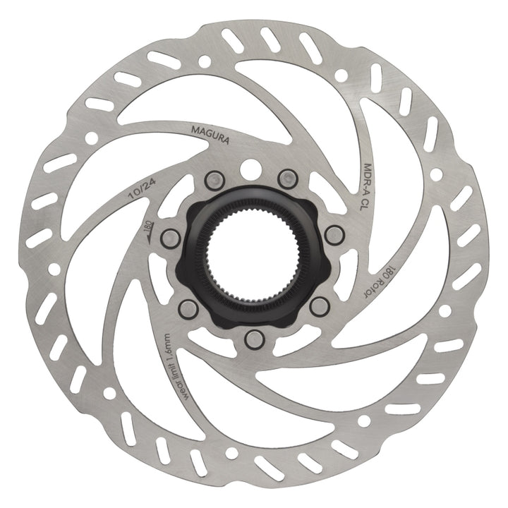 Rotor de freno de disco Magura MDR-A CL - 180 mm, bloqueo central, muesca externa, anillo de bloqueo, compatible solo con frenos MT A2