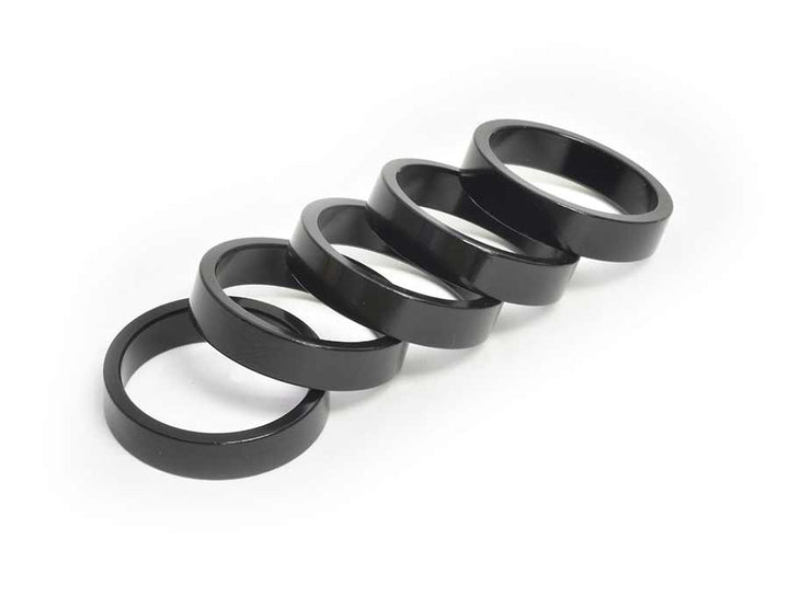 Wheels Manufacturing Aluminum Headset Spacer - 1-1/8" 7.5mm Black 5-pack