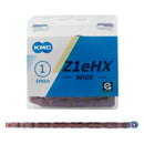 Cadena ancha KMC Z1eHX de una sola velocidad, 1/2" x 1/8", 112 eslabones, cromo neo