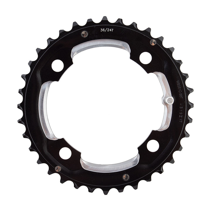 Plato doble Full Speed ​​Ahead MTB Pro - 36 dientes, 104 BCD, 4 tornillos, aluminio D10 negro