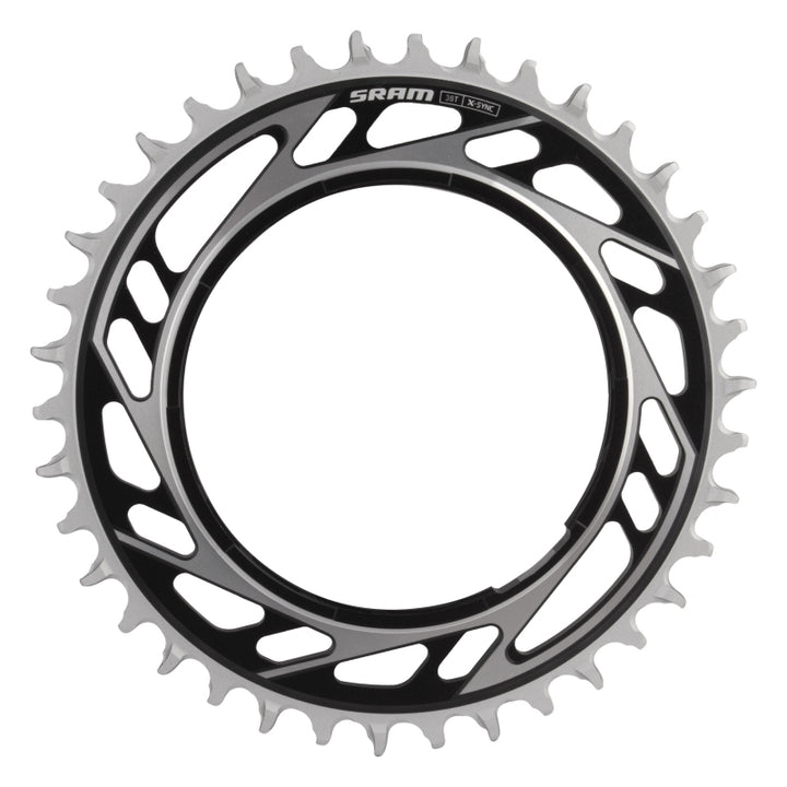 SRAM RED XPLR X-Sync Thread Mount Chainring - 38t 12/13-Speed Thread Mount For RED XPLR AXS PM Spider 6.5mm Offset - Black/Silver E1