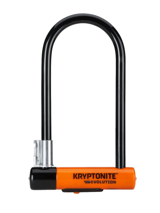 Candado en U Kryptonite Evolution Series - 4 x 9" con llave negra. Incluye soporte.