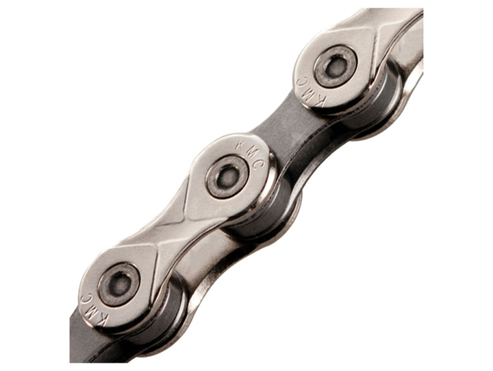 Cadena KMC X11 - 11 velocidades, 118 eslabones, color plata/negro