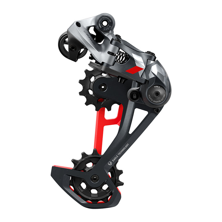 Desviador trasero SRAM X01 Eagle - 12 velocidades, jaula larga, 52 dientes máx., rojo
