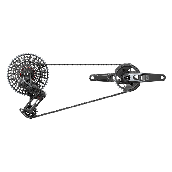 Grupo de transmisión SRAM X0 T-Type Eagle - Bielas de 165 mm, plato de 32 dientes, controlador AXS POD, cassette de 10-52 dientes, desviador trasero, cadena V2