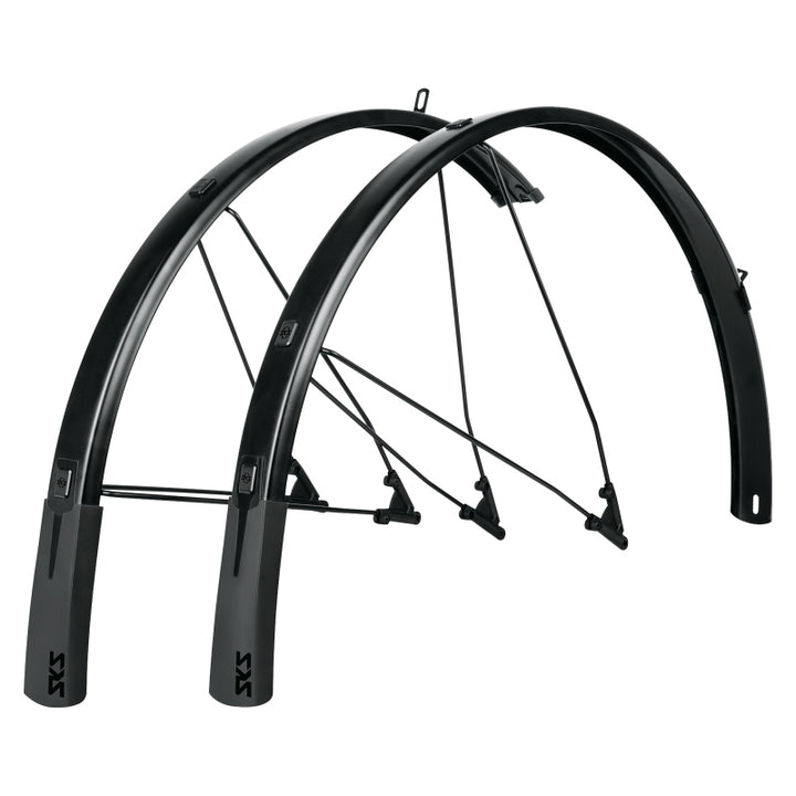 Juego de guardabarros SKS B46 estilo Bluemels de cobertura completa - 46 mm 700 x 28-37 negro mate