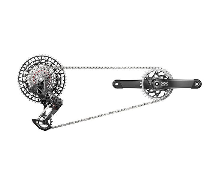 Grupo de medición de potencia de transmisión SRAM XX SL T-Type Eagle - Plato de 165 mm y 34 dientes, controlador AXS POD, cassette de 10-52 dientes, cadena de desviador trasero