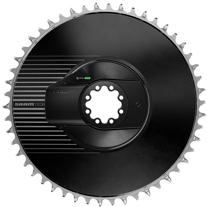 Kit de plato SRAM RED AXS Aero con medidor de potencia - 44 dientes, 12/13 velocidades, 8 tornillos, montaje directo, 6,5 mm de desplazamiento, negro E1