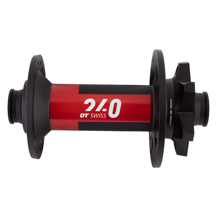 Buje delantero DT Swiss 240 - 15 x 110 mm, 6 tornillos, negro/rojo, 32 agujeros