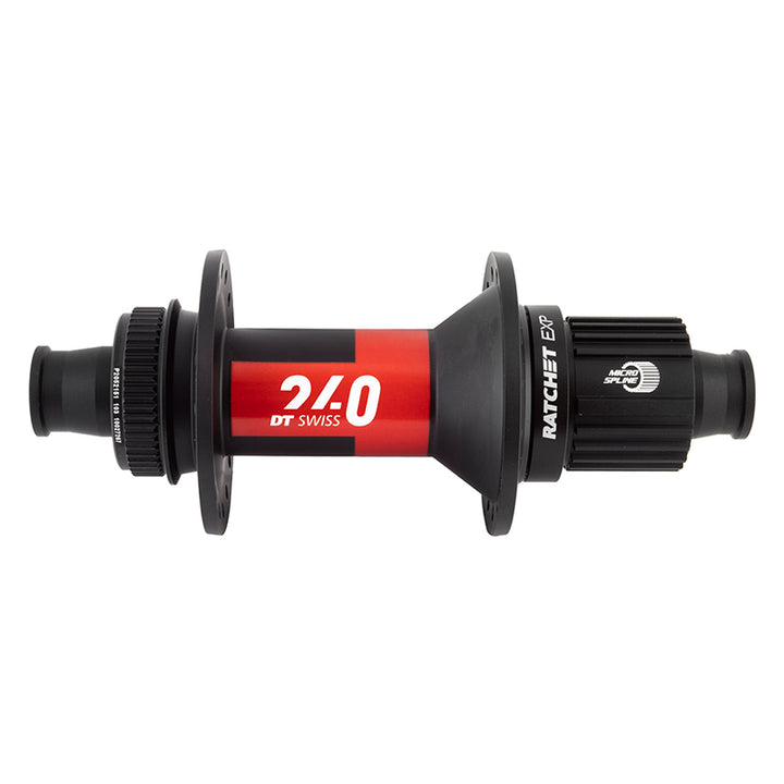 Buje trasero DT Swiss 240 EXP - 12 x 148 mm, Center-Lock Micro Spline, negro/rojo, 32 agujeros, 36 puntos