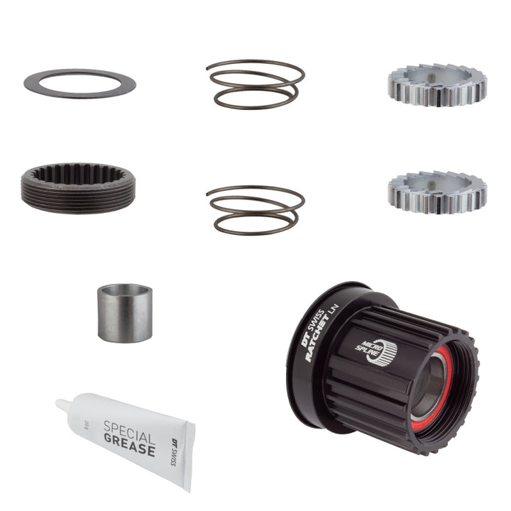 Kit de actualización de cuerpo de buje libre DT Swiss Ratchet LN - Rodamiento sellado de aluminio estándar Shimano Micro Spline de 36 dientes