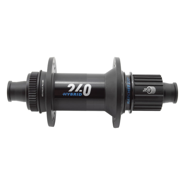 Buje trasero híbrido DT Swiss 240 - 12 x 148 mm, Center-Lock Micro Spline, negro, 32 agujeros, 30 puntos