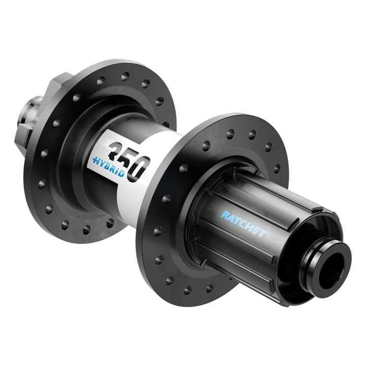 Buje trasero híbrido DT Swiss 350 - 12 x 148 mm, 6 tornillos, HG 11 MTN, negro, 32 agujeros, 24 puntos